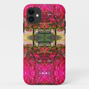 Roze Autumn landschap, roze bladeren iPhone 11 Hoesje