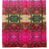 Roze Autumn landschap, roze bladeren Douchegordijn (Voorkant)