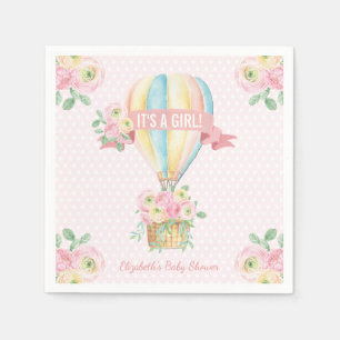  roze avontuurlijk luchtballonballon Baby shower Servet