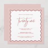 Roze avy Border 21 Birthday Uitnodiging (Voorkant / Achterkant)