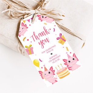 Roze Axolotl Alotl Verjaardagsfeest Voorkeur Tags Cadeaulabel