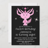 Roze Axolotl Birthday Party Hand Drawn Uitnodiging (Voorkant)