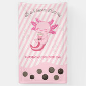 Roze Axolotl Bubble Boba Tea Verjaardagsfeest Spandoek (Verticaal)