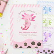 Roze Axolotl Bubble Boba Thee Meisje Verjaardag