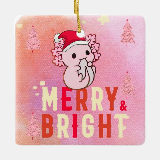 Roze axolotl kerst keramisch ornament (Voorkant)
