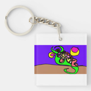 Roze axolotl kunst sleutelhanger