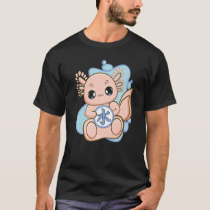 Roze Axolotl met waterkanji voor Japanse otaku T-shirt