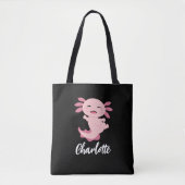 Roze Axolotl Monogram Naam Draagtas (Voorkant)