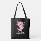Roze Axolotl Monogram Naam Draagtas (Achterkant)