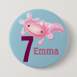 Roze Axolotl Ronde Button 7,6 Cm