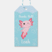 Roze Axolotl verjaardagsfeestje Cadeaulabel (Voorkant)