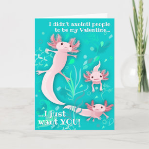 Roze Axolotls Custom Valentijnsdag Card Feestdagen Kaart