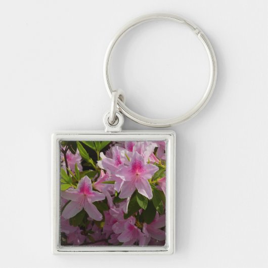 Roze Azalea Struik Spring Floral Sleutelhanger (Voorkant)