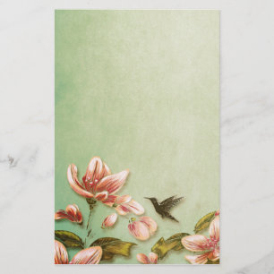 Roze Azaleas op groene mist Briefpapier