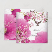 roze Aziatische bloeiende vogelpartij Birthday Pa Kaart (Voorkant / Achterkant)