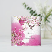  roze Aziatische bloeiende vogelpartij Birthday Pa Kaart (Staand voorkant)