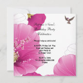  roze Aziatische bloeiende vogelpartij Birthday Pa Kaart (Achterkant)