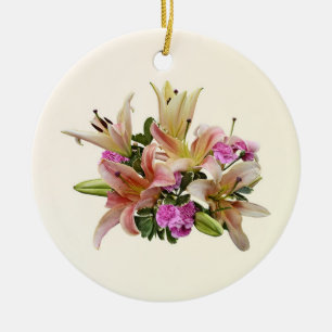 Roze Aziatische lelies en anjers Keramisch Ornament