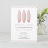 Roze Baby aan boord Baby shower Kaart (Staand voorkant)