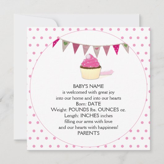 Roze Baby Aankondiging (Voorkant)