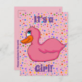 Roze Baby Aankondiging Briefkaarten (Voorkant / Achterkant)