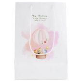 Roze Baby Animal Safari Hoog Stijgend Medium Cadeauzakje (Achterkant)