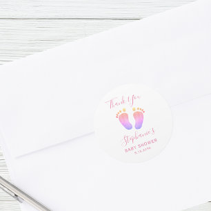 Roze Baby Baby shower Hartelijk dank Ronde Sticker