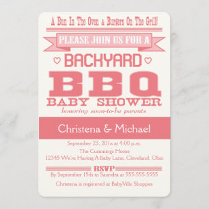 Roze Baby BBQ Baby shower Uitnodiging