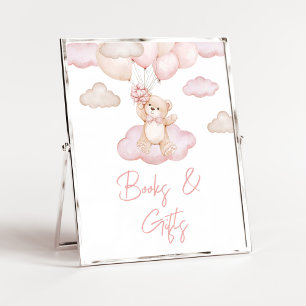 Roze Baby Beer Ballon Baby shower Boeken en gesche Poster