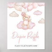Roze Baby Beer Ballon Baby shower Luier Raffle Poster (Voorkant)