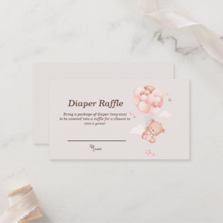 Roze Baby Beer & Ballonnen Luier Raffle Kaarten Plaatskaartje