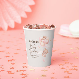 Roze Baby Beer & Ballons Baby shower papieren beke Bekers