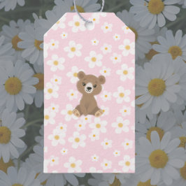 Roze Baby Beer Floral Daisy Cadeaulabel
