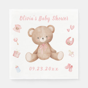 Roze Baby Beer Meisje Schattige Baby shower Servet