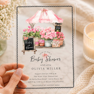Roze Baby Bloom Shower Uitnodiging Acryl Uitnodigingen