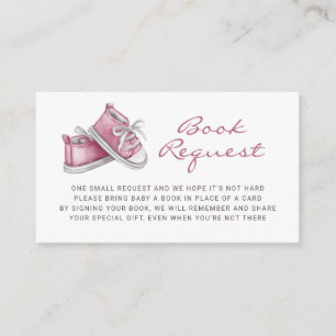 Roze Baby Booties Baby shower Boek Aanvraag Informatiekaartje