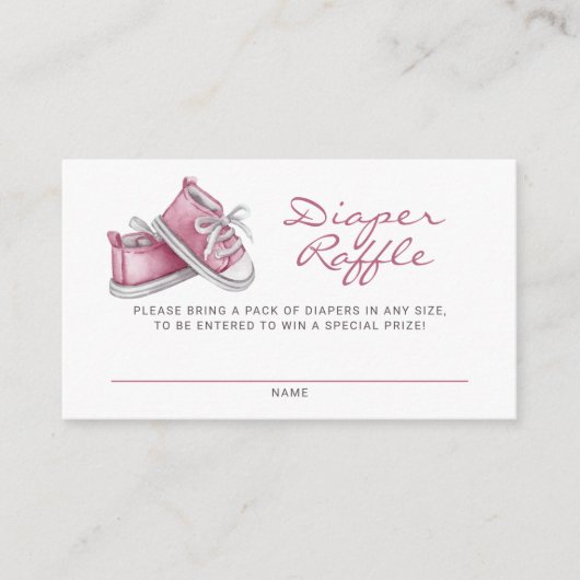 Roze Baby Booties Baby shower Luier Raffle Informatiekaartje (Voorkant)