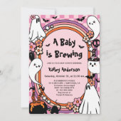 Roze Baby brouwt Halloween Baby shower Kaart (Voorkant)