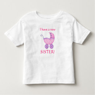 Roze Baby Buggy "Ik heb een nieuwe zuster" Toddler Kinder Shirts