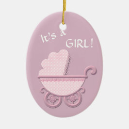 Roze Baby Buggy Sjabloon Keramisch Ornament