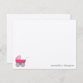 Roze Baby Carriage Baby shower Bedankt Opmerking K Notitiekaartje (Voorkant / Achterkant)