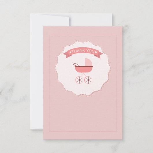 Roze Baby Carriage Bedankt Notecard Kaart (Voorkant)
