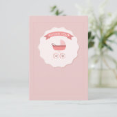 Roze Baby Carriage Bedankt Notecard Kaart (Staand voorkant)