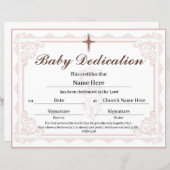 Roze Baby-certificaat (Voorkant / Achterkant)
