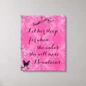  roze Baby citaat dat ze bergen zal verplaatsen Canvas Afdruk (Voorkant)