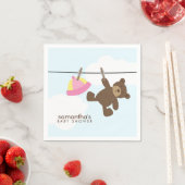 Roze Baby Clothesline en Teddy Bear Servetten (Insitu)