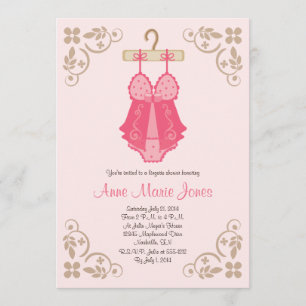 Roze Baby Doll Lingerie Shower Party-uitnodigingen Kaart