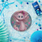 Roze Baby Dragon Papieren Bordje (Feest)
