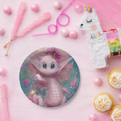 Roze Baby Dragon Papieren Bordje (Feest)