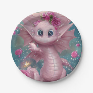 Roze Baby Dragon Papieren Bordje